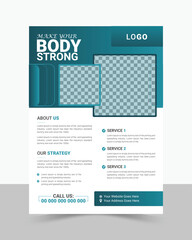 Modern Fitness, Gym, Workout, Exercise, Body Building, CrossFit, Health, Sports Flyer Design Template, Layout. 