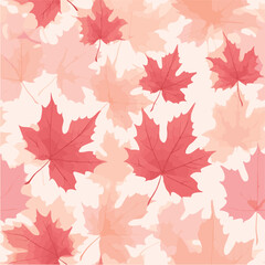 seamless pattern of hue red maple in realistic and soft color style.