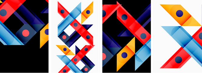 Vector illustrations of abstract geometric background designs for poster, wallpaper or landing page
