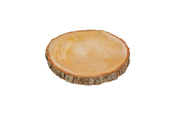 Cut tree trunk isolated on transparent background, top view.