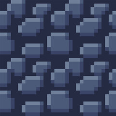Grey stone seamless background. Seamless texture game ground pattern, pixel art style tile design. 8-bit sprite. Vector illustration.