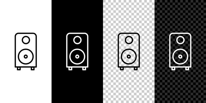 Isometric Stereo speaker icon isolated on grey background. Sound system speakers. Music icon. Musical column speaker bass equipment. Blue square button. Vector