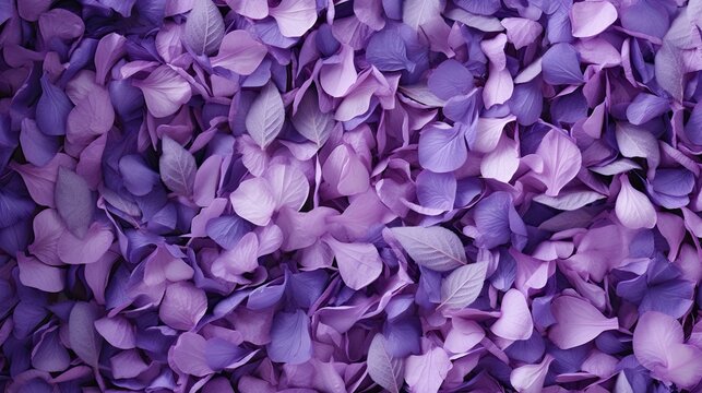 Lush and fragrant petals in shades of purple colour. Floral background, wallpaper texture, modern backgrounds graphics. Generative AI. 