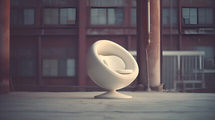 White chair with soft lighting showing design elements with smooth background. Business furniture.