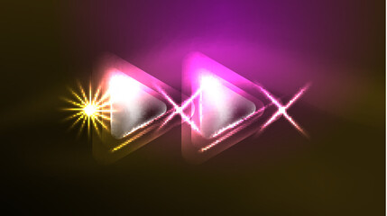 Digital Neon Abstract Background, Triangles And Lights Geometric Design Template