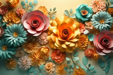 Floral craft paper work. Generate Ai