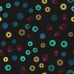 Set line Sunset, Eclipse of the sun, and Cloud with moon and stars on seamless pattern. Vector