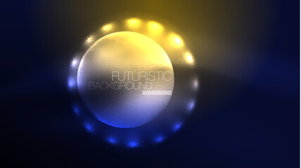 Circles with bright neon shiny light effects, abstract background wallpaper design