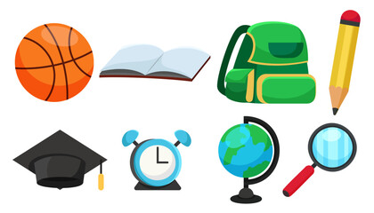 Set of object for student back to school concept