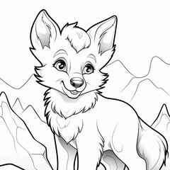 Obraz premium Coloring page for kids cute baby fox