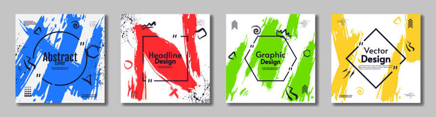 Set of paint splash illustration. Bright colors brushes. Vector illustration. Design for card, cover, invitation, album.