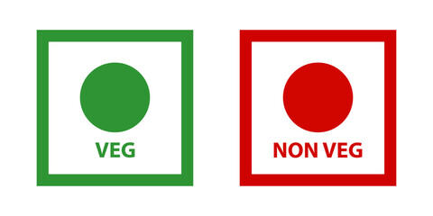 Veg Non-Veg Icons. colorful veg and non-veg symbol.