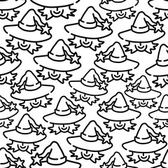 seamless pattern with a witch in a hat in vector.design element for halloween.characters in flat style.minimalistic pattern for wallpaper background.