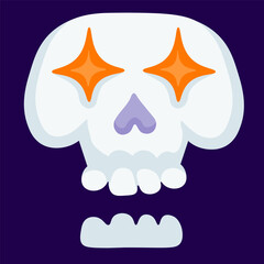 isolated halloween skull with glowing eyes vector icon. halloween design element. characters in flat style. minimalist icons for web site stickers app. 