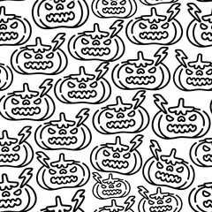 seamless pattern with halloween evil pumpkin in vector.design element for halloween.characters in flat style.minimalistic pattern for wallpaper background. 