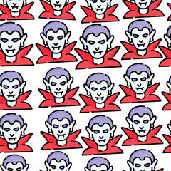 seamless pattern with vampire dracula in vector.design element for halloween.characters in flat style.minimalistic pattern for wallpaper background. 