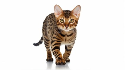 Bengal cat walking towards to the camera, isolated on white generative ai variation 3