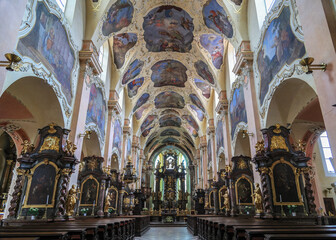 Fototapeta na wymiar The inteior of Basilica of the Assumption of Our Lady in Strahov monastery, Prague