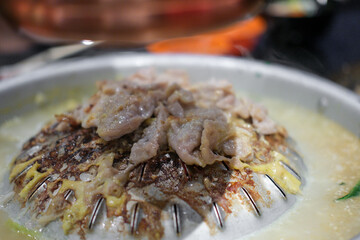 Thai Style Pork Belly Barbecue with vegetable soup