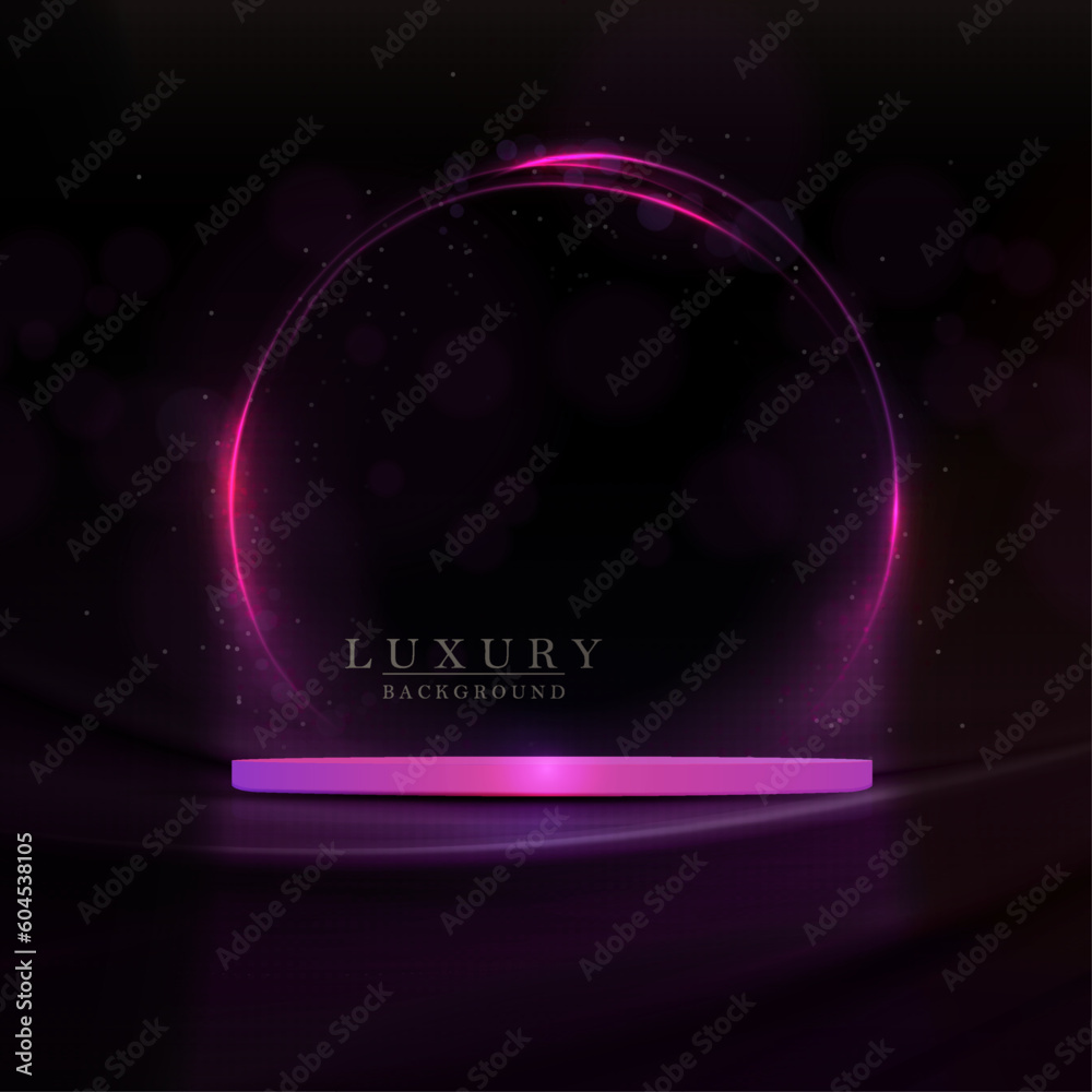 Poster abstract round frame with violet tone scene on black design