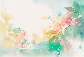 春のパステルカラーの水彩イラスト