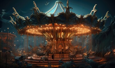 Enchanting carousel with intricate details and magical elements Creating using generative AI tools