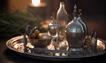 Glowing Moroccan tea cup decoration for Ramadan Kareem Creating using generative AI tools