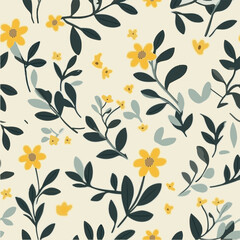 Fototapeta na wymiar Seamless wild flower pattern of background in doodle and colorful style