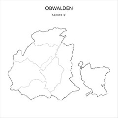 Vector Map of the Canton of Obwald (Obwalden) with the Administrative Borders of Municipalities (Gemeinde) as of 2023 - Switzerland (Schweitz)