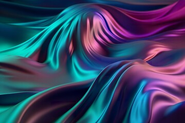 Fototapeta premium Mesmerizing Elegance: Abstract Colorful Smooth Waves Evoking a Sense of Holographic Beauty, abstract, colorful, smooth, wavy, elegant, holographic, mesmerizing, vibrant, art, design, 