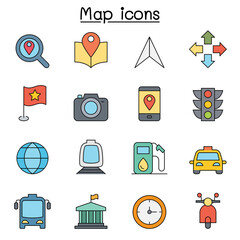 Map color line icon set