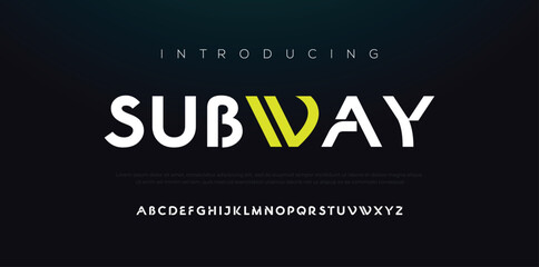 SUBWAY, abstract technology alphabet tech font. digital space typography vector illustration design
