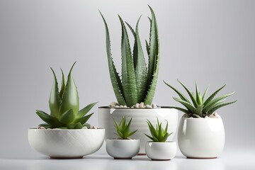 Green Oasis: Collection of Aloe Vera Pots, collection, aloe vera, pot, plants, succulents, greenery, indoor plants, natural, botanical, plant lovers, gardening, plant collection, 