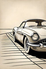 ^0s cartoon car drawing. AI generated illustration