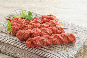 Raw beef kebab minced meat