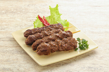 Beef kebab skewer minced meat
