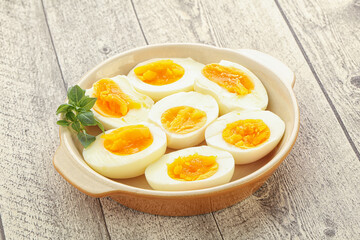 Boiled chicken egg for breakfast