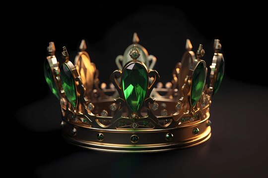 Elegant green crown with a brown background. Generative AI