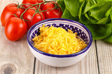 Shredded cheese in the bowl