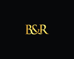 B And R Letter Logo Of The Gold Color Vector Template. Abstract Luxury Letter B And R Unique Premium Logo Design.  - obrazy, fototapety, plakaty