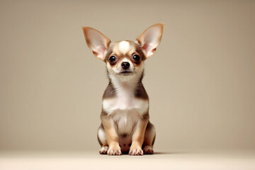 A chihuahua on a brown background