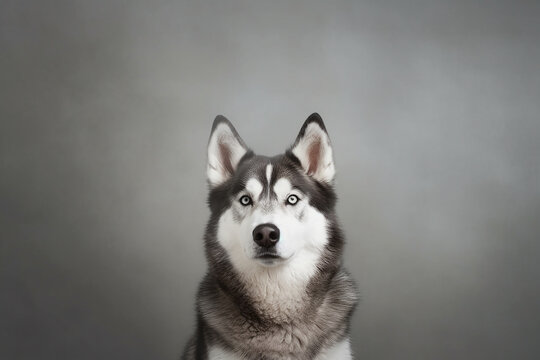 An Husky photo on a grey background