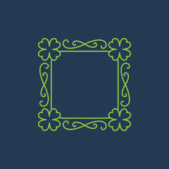 Elegant vector border in lineart style with clover for St. Patrick's Day celebration.