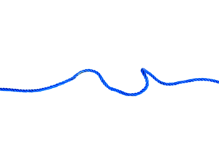 blue rope with knot isolated on white background.Useful to hold objects firmly, safely and strong.