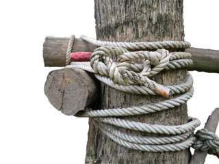 rope with knot.Useful to hold objects firmly, safely, and strong isolate on white background