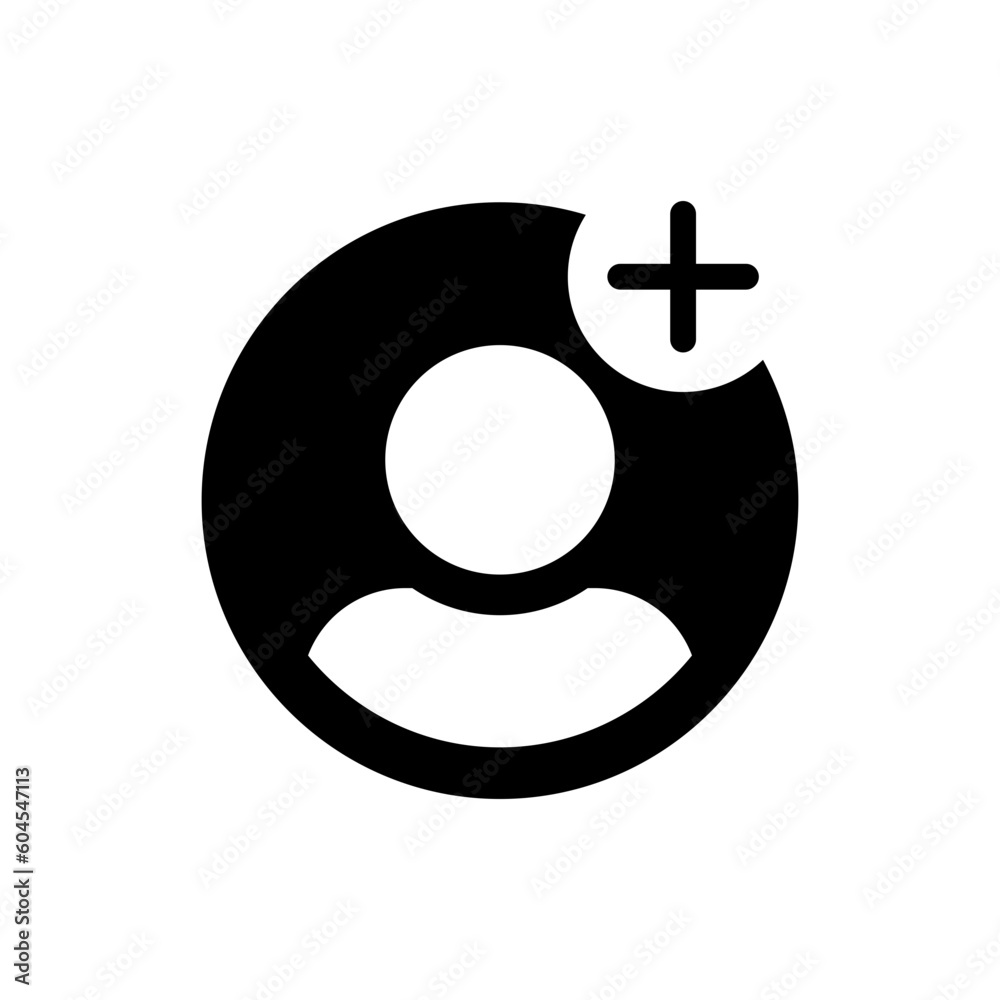 Aufkleber add new user icon vector male person profile avatar with plus symbol, add user profile icon
