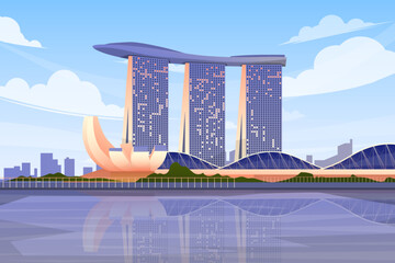 Beautiful scene with Marina Bay Sands in Singapore - obrazy, fototapety, plakaty