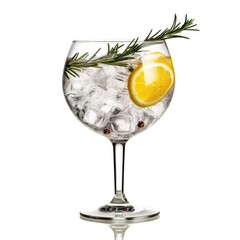 Gin and tonic Cocktail isolated on white (generative AI) - obrazy, fototapety, plakaty