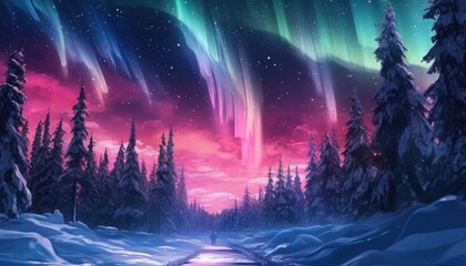 Fototapeta na wymiar The Aurora Borealis is a magical, mystical northern light. (Generative AI)