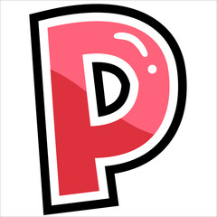 p - cartoon style Eng lowercase english letters